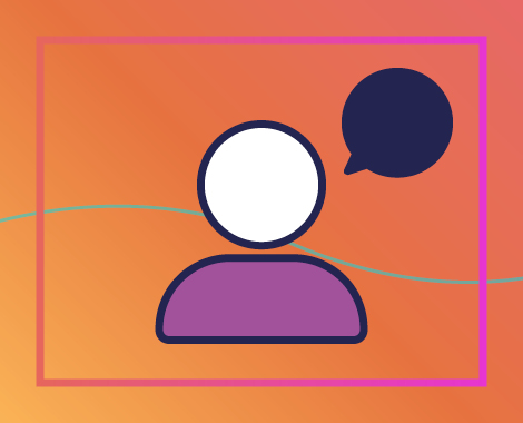 Student icon with a speech bubble graphic